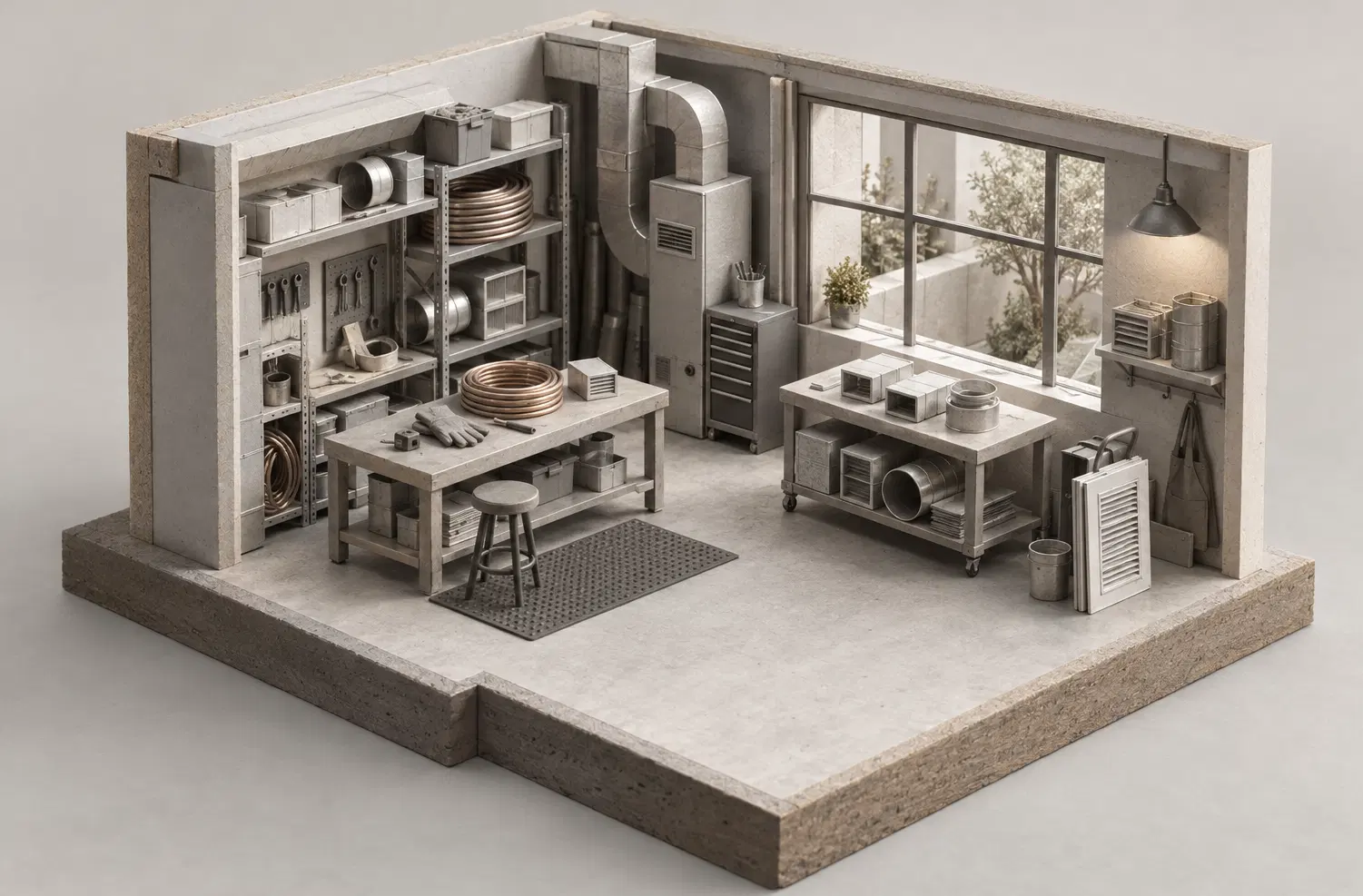 Illustration of hvac businesses and their working space